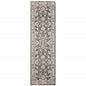 2' X 8' Grey And Ivory Oriental Power Loom Stain Resistant Runner Rug With Fringe