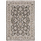 2' X 3' Grey And Ivory Oriental Power Loom Stain Resistant Area Rug With Fringe