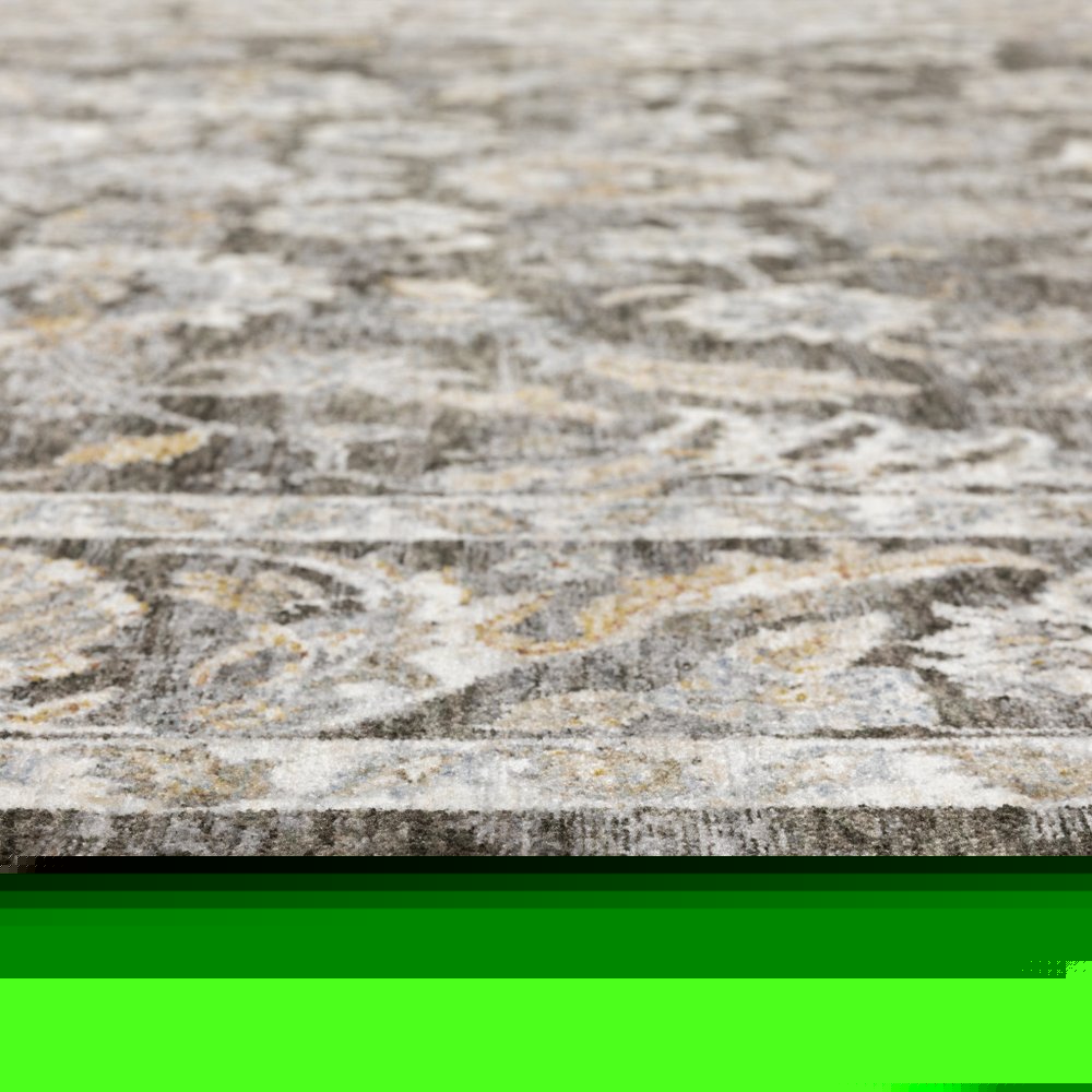 2' X 3' Grey And Ivory Oriental Power Loom Stain Resistant Area Rug With Fringe