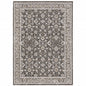 8' X 11' Grey And Ivory Oriental Power Loom Stain Resistant Area Rug With Fringe