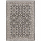 8' X 11' Grey And Ivory Oriental Power Loom Stain Resistant Area Rug With Fringe