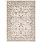 3' X 5' Ivory And Grey Oriental Power Loom Stain Resistant Area Rug With Fringe