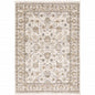 7' X 10' Ivory And Gray Oriental Area Rug With Fringe