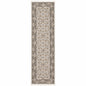 2' X 8' Ivory And Grey Oriental Power Loom Stain Resistant Runner Rug With Fringe