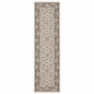 2' X 8' Ivory And Grey Oriental Power Loom Stain Resistant Runner Rug With Fringe