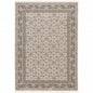 2' X 3' Ivory And Grey Oriental Power Loom Stain Resistant Area Rug With Fringe