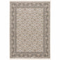 7' X 10' Ivory And Charcoal Oriental Area Rug With Fringe