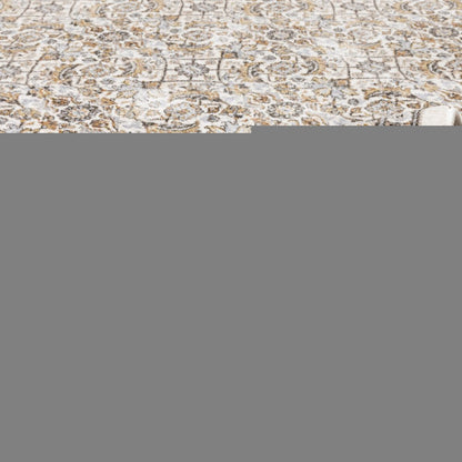 7' X 10' Ivory And Charcoal Oriental Area Rug With Fringe