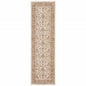 2' X 8' Rust And Ivory Oriental Power Loom Stain Resistant Runner Rug With Fringe