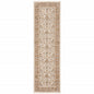 2' X 8' Rust And Ivory Oriental Power Loom Stain Resistant Runner Rug With Fringe