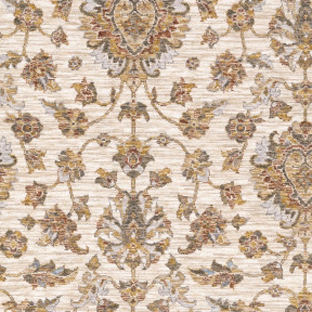 8' X 11' Ivory And Rust Oriental Area Rug With Fringe