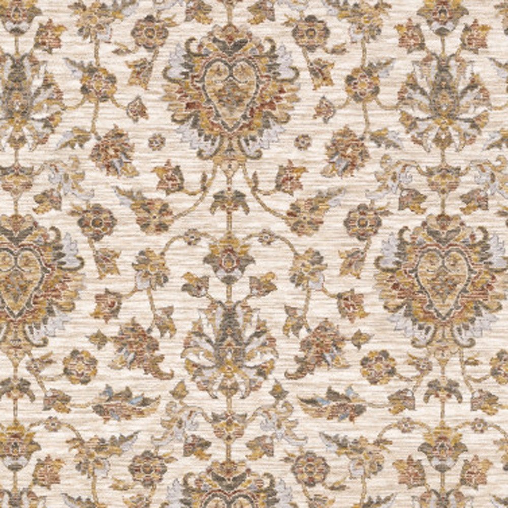 8' X 11' Ivory And Rust Oriental Area Rug With Fringe