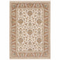 8' X 11' Ivory And Rust Oriental Area Rug With Fringe