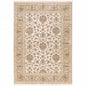 6' X 9' Ivory And Gold Oriental Power Loom Stain Resistant Area Rug With Fringe