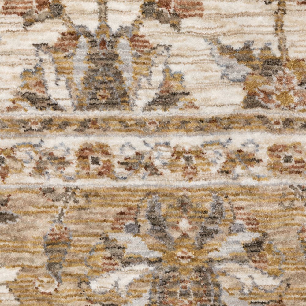 10' X 13' Ivory And Gold Oriental Area Rug With Fringe