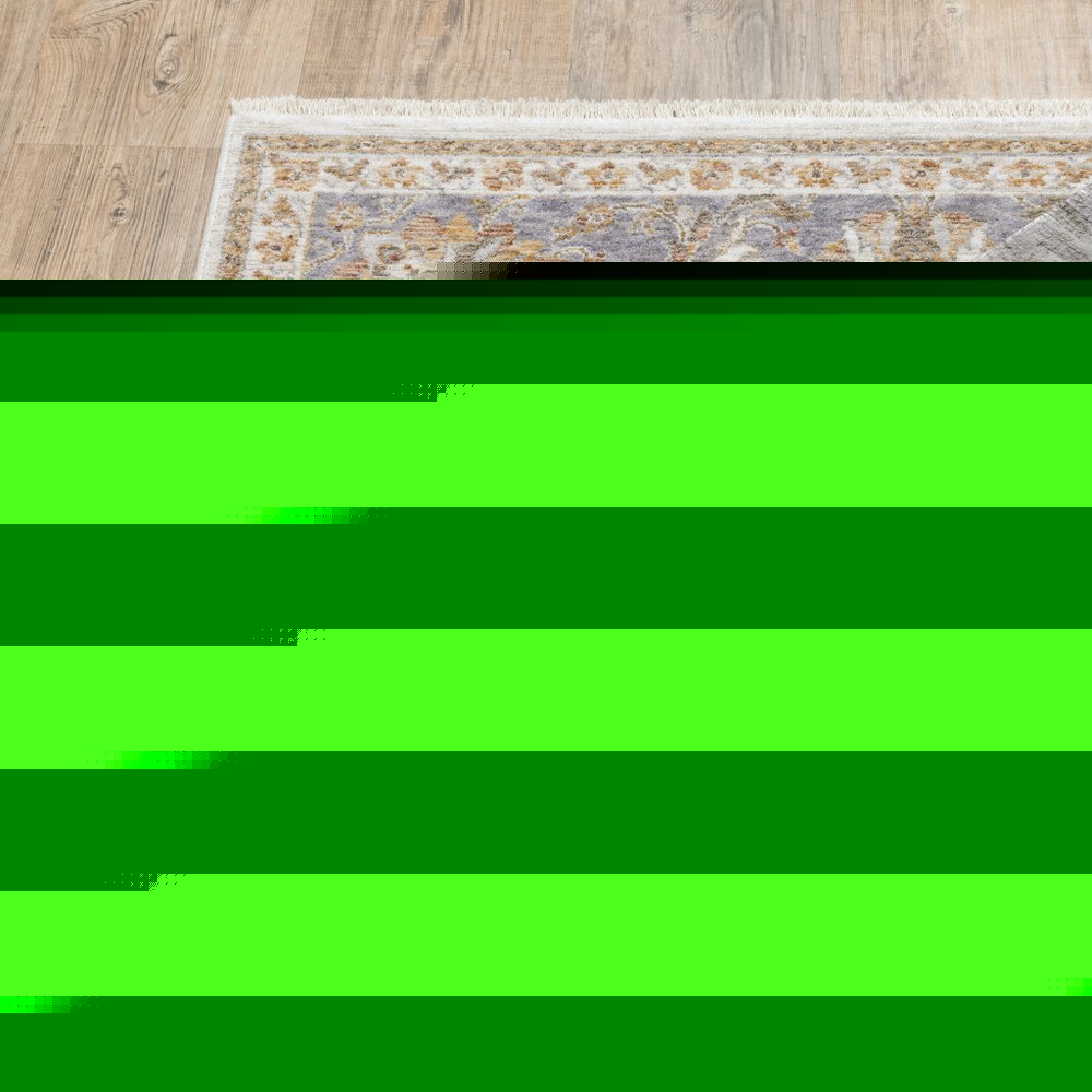 2' X 3' Ivory And Blue Oriental Power Loom Stain Resistant Area Rug With Fringe