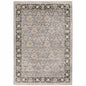 7' X 10' Gray And Blue Oriental Distressed Area Rug With Fringe