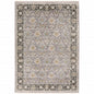 7' X 10' Gray And Blue Oriental Distressed Area Rug With Fringe