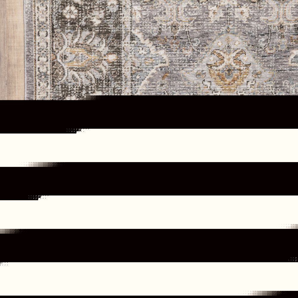 7' X 10' Gray And Blue Oriental Distressed Area Rug With Fringe