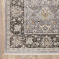 6' X 9' Grey And Blue Oriental Power Loom Stain Resistant Area Rug With Fringe