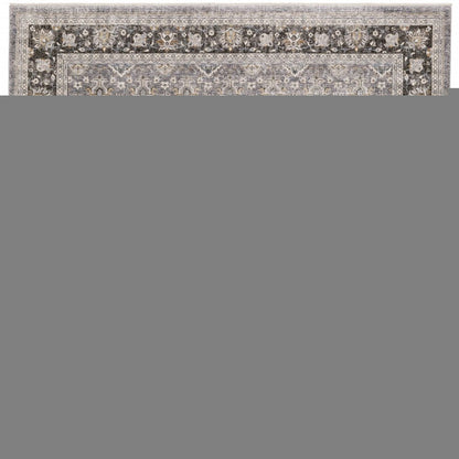 8' X 11' Gray And Blue Oriental Distressed Area Rug With Fringe