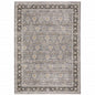8' X 11' Gray And Blue Oriental Distressed Area Rug With Fringe