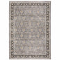 8' X 11' Gray And Blue Oriental Distressed Area Rug With Fringe