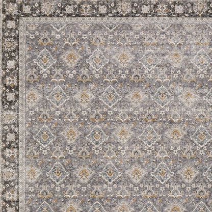 8' X 11' Gray And Blue Oriental Distressed Area Rug With Fringe