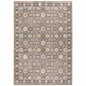 2' X 3' Grey And Ivory Oriental Power Loom Stain Resistant Area Rug With Fringe