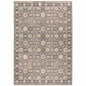 2' X 3' Grey And Ivory Oriental Power Loom Stain Resistant Area Rug With Fringe
