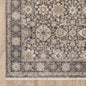 8' X 11' Charcoal Ivory and Beige Floral Power Loom Area Rug With Fringe