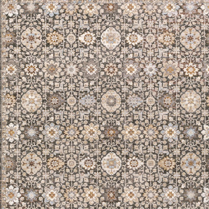 10' X 13' Charcoal And Ivory Oriental Area Rug With Fringe