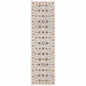 2' X 8' Ivory And Gold Oriental Power Loom Stain Resistant Runner Rug With Fringe