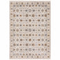 3' X 5' Ivory And Gold Oriental Power Loom Stain Resistant Area Rug With Fringe