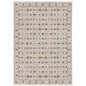 8' X 11' Ivory And Gold Oriental Power Loom Stain Resistant Area Rug With Fringe