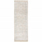 8' Beige And Gray Oriental Hand Loomed Runner Rug With Fringe