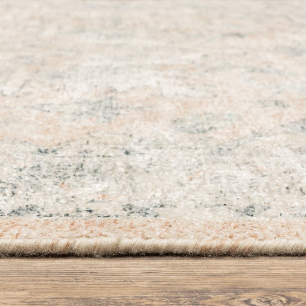 8' Beige And Gray Oriental Hand Loomed Runner Rug With Fringe