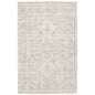 5' X 8' Beige And Grey Oriental Hand Loomed Stain Resistant Area Rug With Fringe