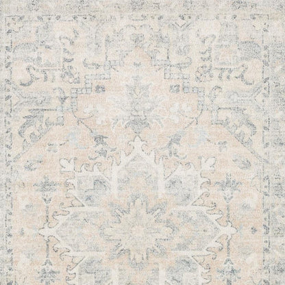 5' X 8' Beige And Grey Oriental Hand Loomed Stain Resistant Area Rug With Fringe