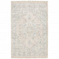 5' X 8' Beige And Grey Oriental Hand Loomed Stain Resistant Area Rug With Fringe