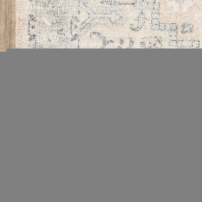 8' X 10' Beige And Grey Oriental Hand Loomed Stain Resistant Area Rug With Fringe