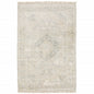8' X 10' Beige And Grey Oriental Hand Loomed Stain Resistant Area Rug With Fringe