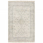 10' X 13' Beige And Charcoal Oriental Hand Loomed Stain Resistant Area Rug With Fringe