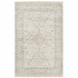 10' X 13' Beige And Charcoal Oriental Hand Loomed Distressed Area Rug With Fringe