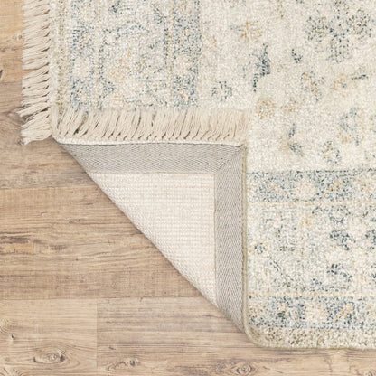10' X 13' Beige And Charcoal Oriental Hand Loomed Distressed Area Rug With Fringe