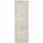 8' Beige And Charcoal Oriental Hand Loomed Distressed Runner Rug With Fringe