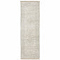 8' Beige And Charcoal Oriental Hand Loomed Distressed Runner Rug With Fringe