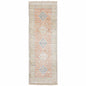 8' Orange And Blue Oriental Hand Loomed Distressed Runner Rug With Fringe