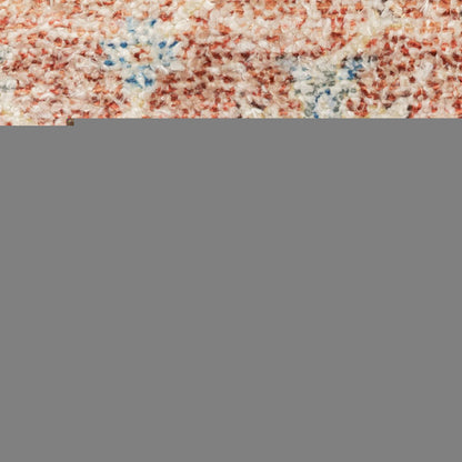 8' Orange And Blue Oriental Hand Loomed Distressed Runner Rug With Fringe