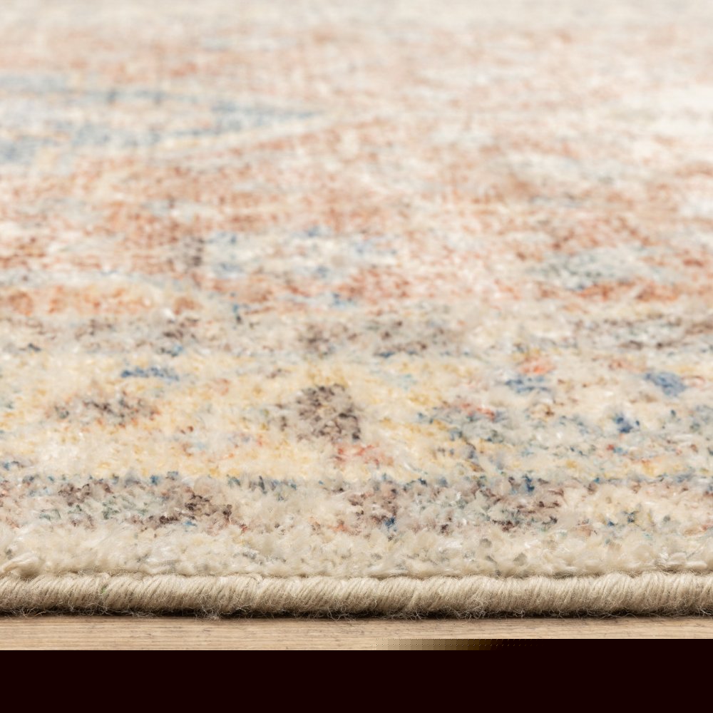 8' X 10' Blue and Orange Oriental Hand Loomed Area Rug With Fringe
